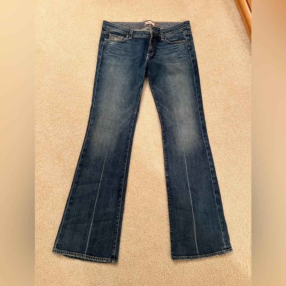 PAIGE Dark Blue Laurel Canyon Bootcut Jeans